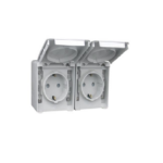 48865CCZ Tomada Dupla Schuko Horizontal com Obturador Cinza Efapel