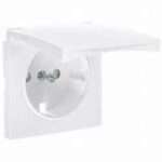 90634TBR Centro Schuko Com Tampa e Obturador Branco IP44