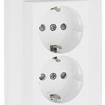 90332CBR Tomada Dupla Schuko Monobloco com Obturador Branco