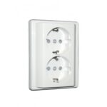 50332CBR Tomada Dupla Schuko Monobloco com Obturador Branco