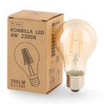 Lâmpada Led Filamento E27 A60 2300K 4W ámbar